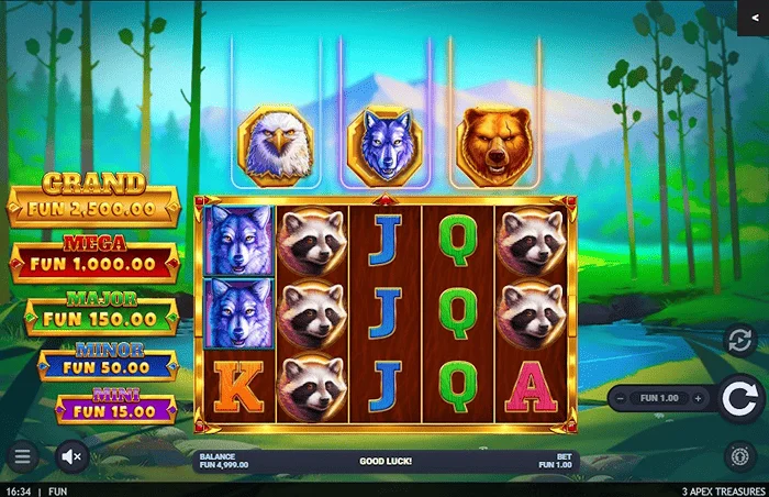3 Apex Treasures - Scáileán príomhchluiche le ríleanna 5x3